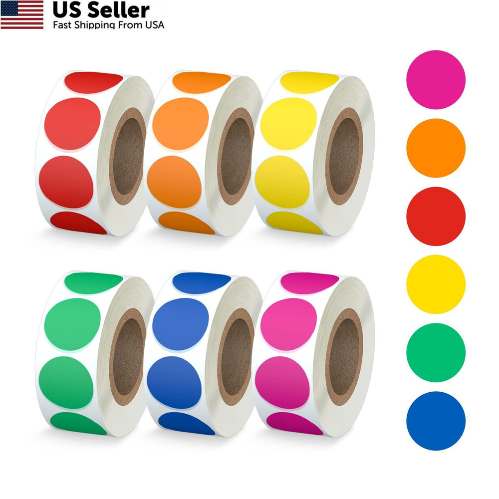 6 Different Colored Dot Diameter 3/4inch, 3000 Pcs Round Stickers