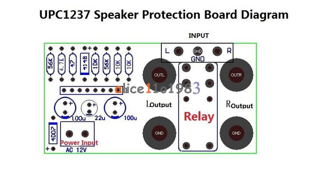 Dual channel UPC1237 Speaker Protection Board PCB Delay DC Protection