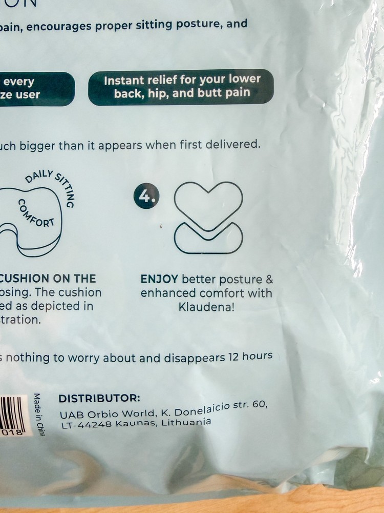 KLAUDENA BRAND MEMORY FOAM CHAIR CUSHION - BACK SUPPORT & SCIATICA PAIN RELIEF