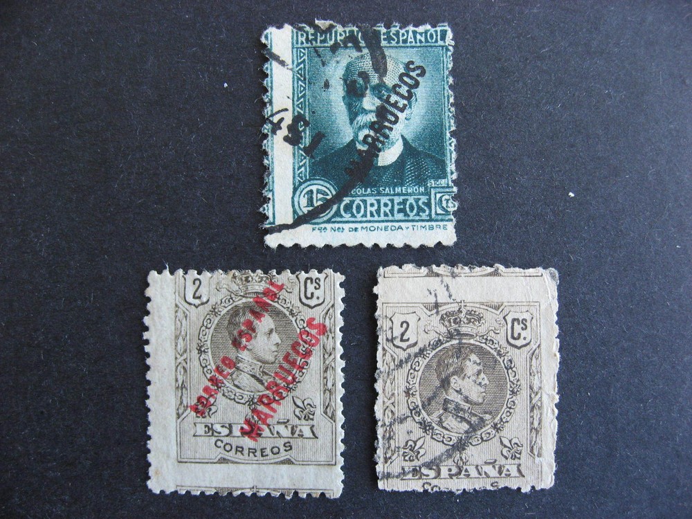 Spain, colonies 3 print shift error stamps M & U mixed condition