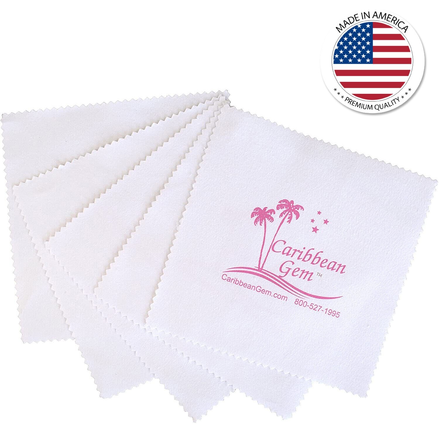 Caribbean Gem 5 pack Jewelry Cleaner Polishing Cloths Silver Gold Gemstones