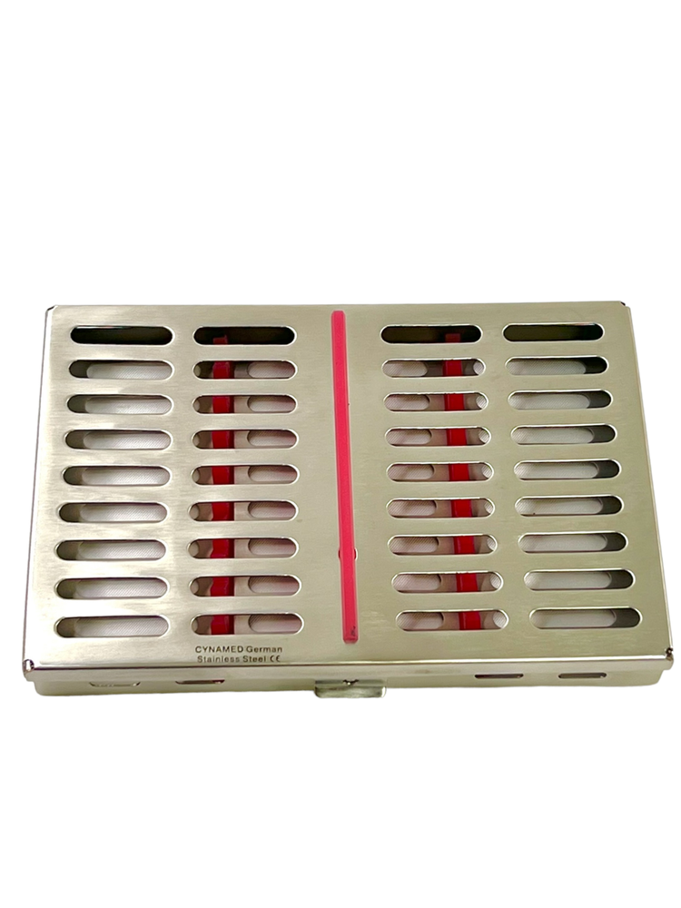 Sterilization Rack for 10 Instruments w/ Silicone Inserts - Pink -7"x5.5"x1.25"