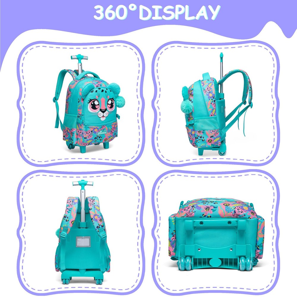 Backpack with Wheels for Rolling Backpack for Girls 8-12 Roller Backpacks for...
