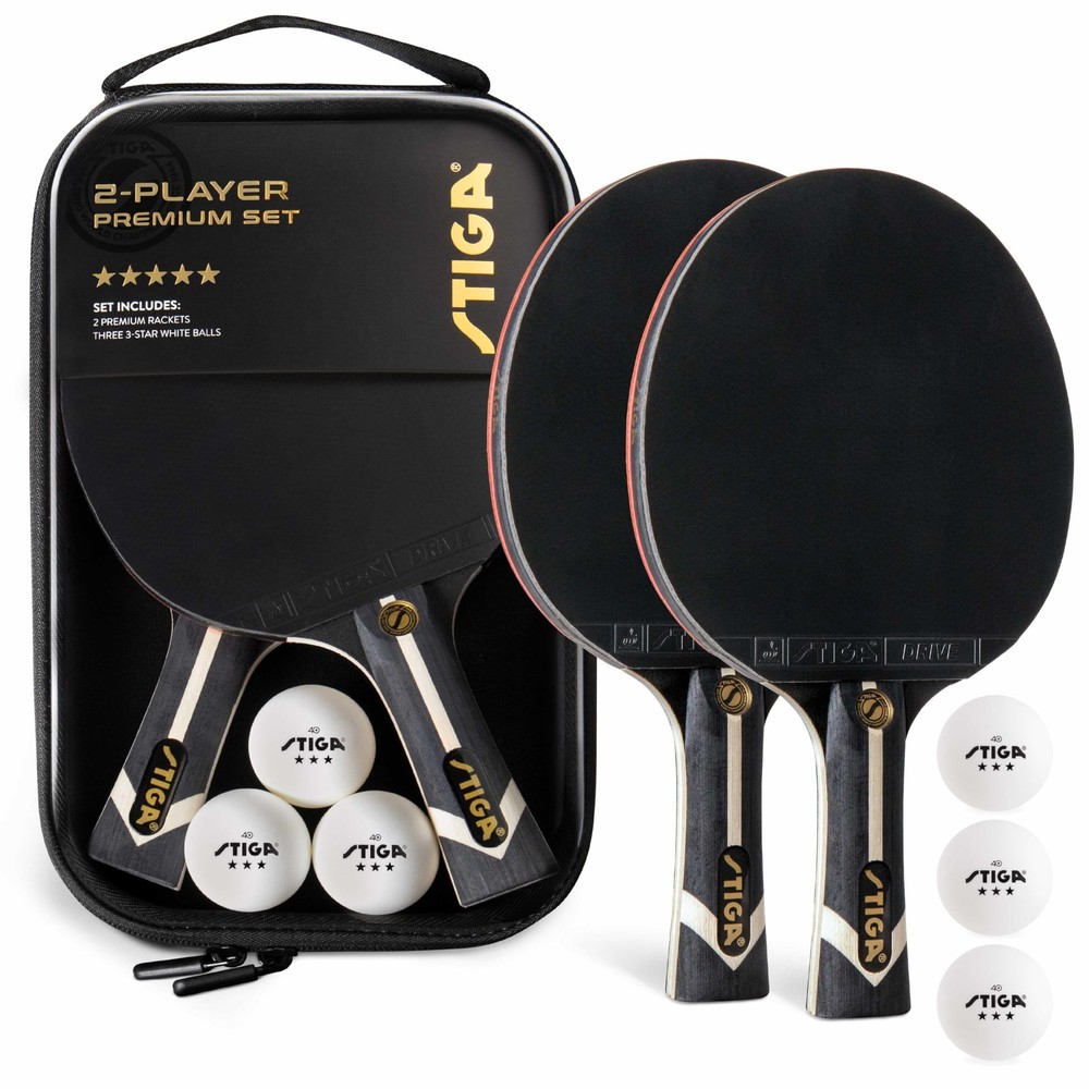 STIGA Premium 2‑Player Table Tennis Set – Includes 2 ITTF Approved Paddles, 3...