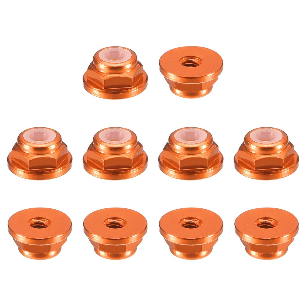 Nylon Insert Hex Lock Nuts, 10pcs - M2x0.4mm Self-Locking Nut(Orange)
