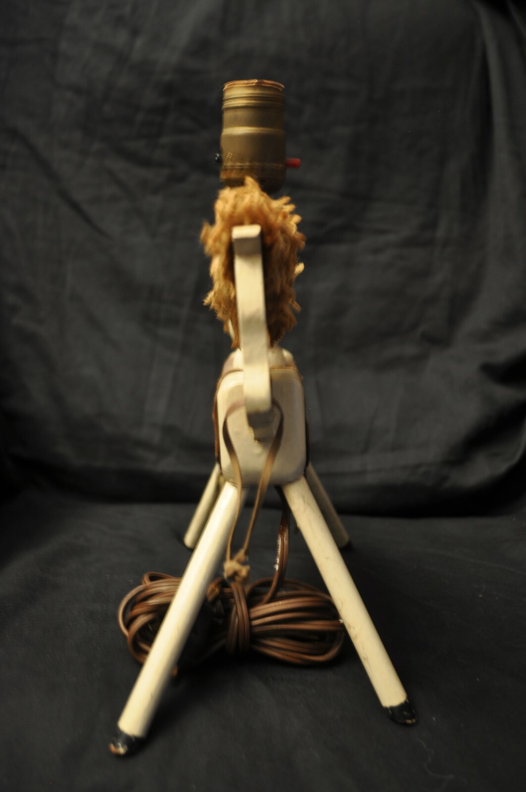 Wood White Horse / Pony Lamp Vintage / Antique w/ Leather Saddle