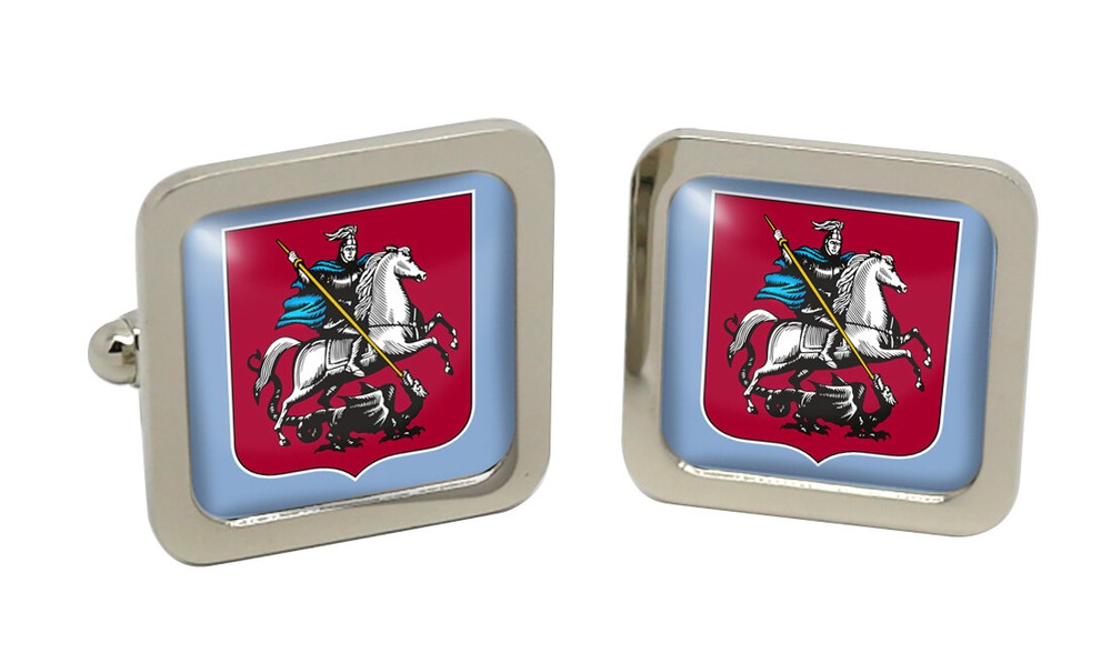 Moscow (Russia) Square Cufflink in Chrome Box
