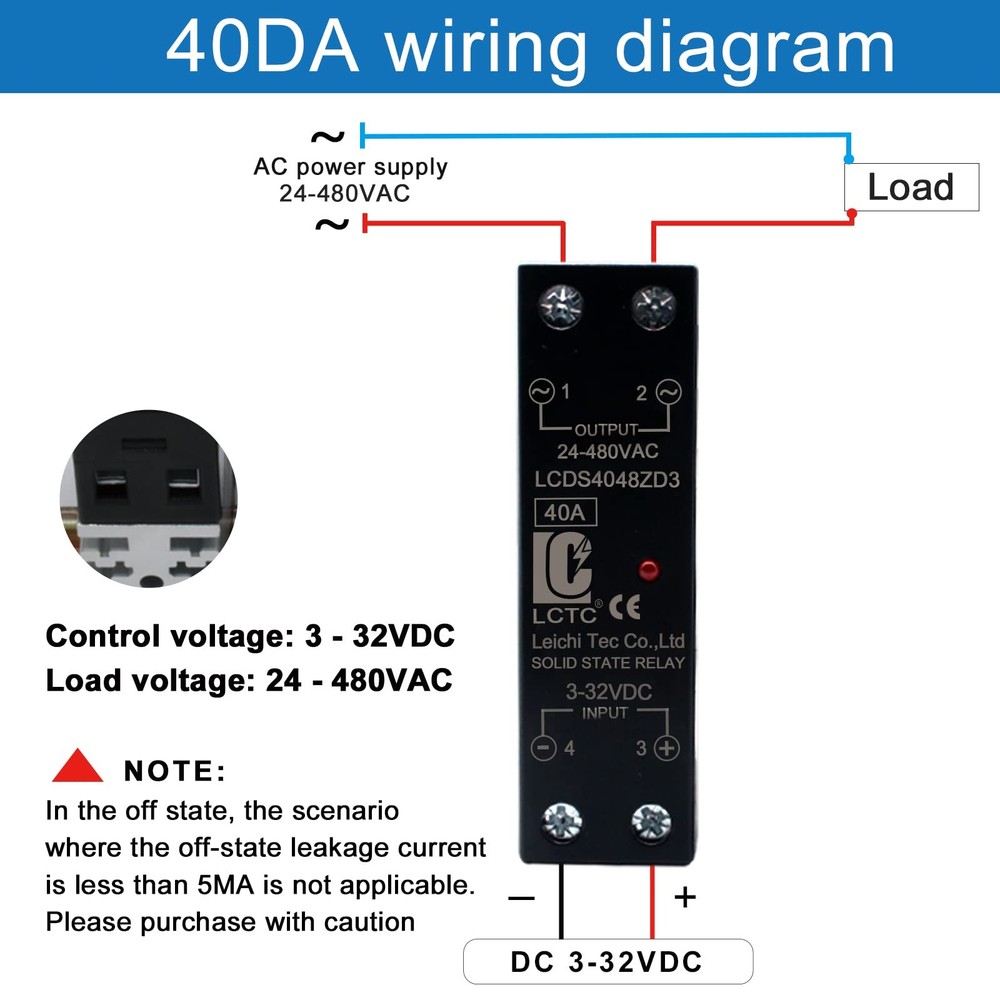 40A DIN Rail DCAC Solid State Relay Heat Sink Input 332V Output 24480V