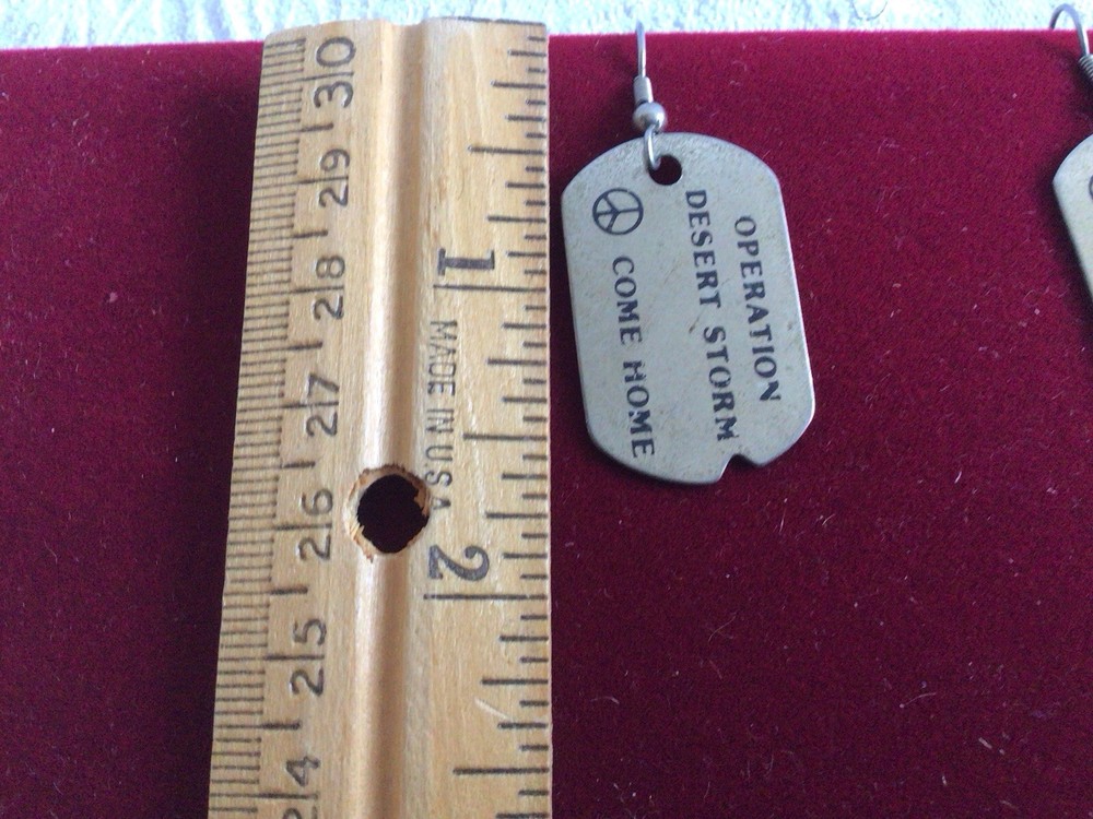 Pair Military Desert Storm Dangle Pierced Earring Nice Condition