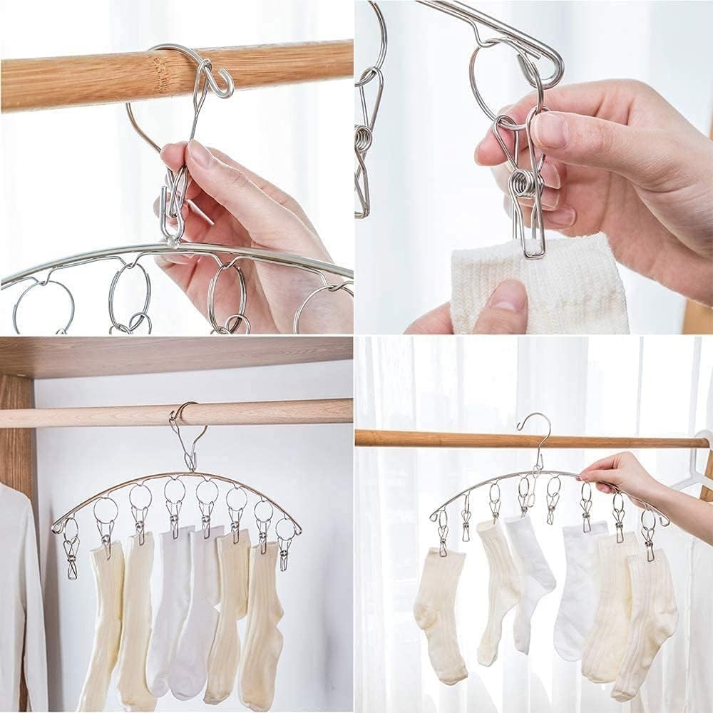 Stainless Steel 4-Pack Laundry Drying Racks with 10 Clips