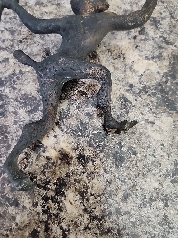 Vtg Cast Iron Devil Chimney Flue Fireplace Damper Pull Metal Rustic Primitive