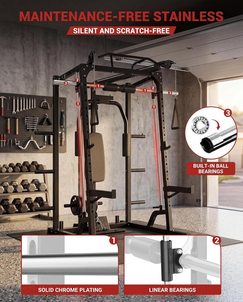 Smith Machine Home Gym System, 2000LBS Heavy Duty Power Cage Squat Rack