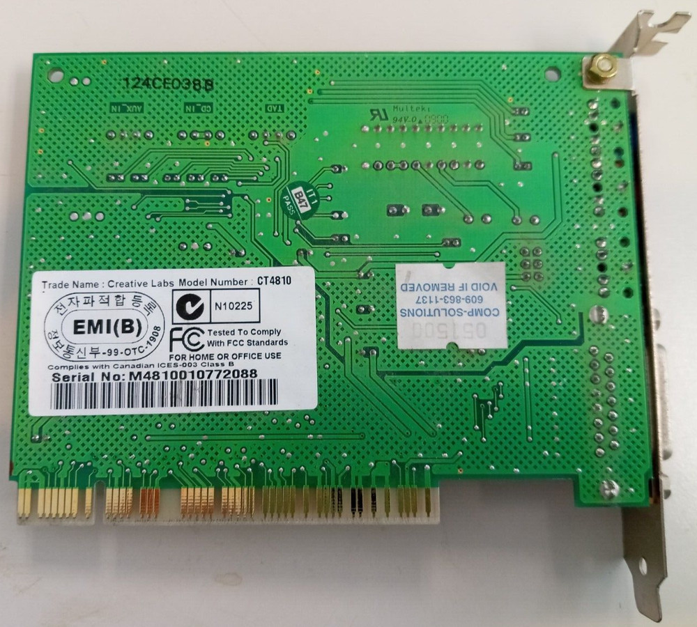 Creative Labs CT4810 Soundblaster Audio Card