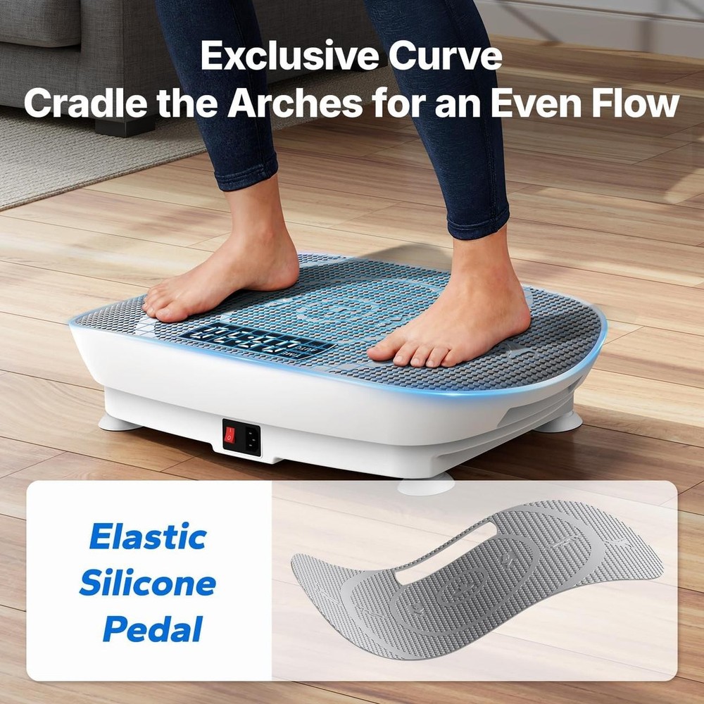 MERACH Vibration Plate Exercise Machine, Curved Vibration Plate for Lymphatic Dr
