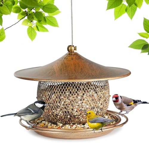Bird Feeder for Outside, Squirrel Proof Wild Bird Feeder, Round Lantern-Shaped
