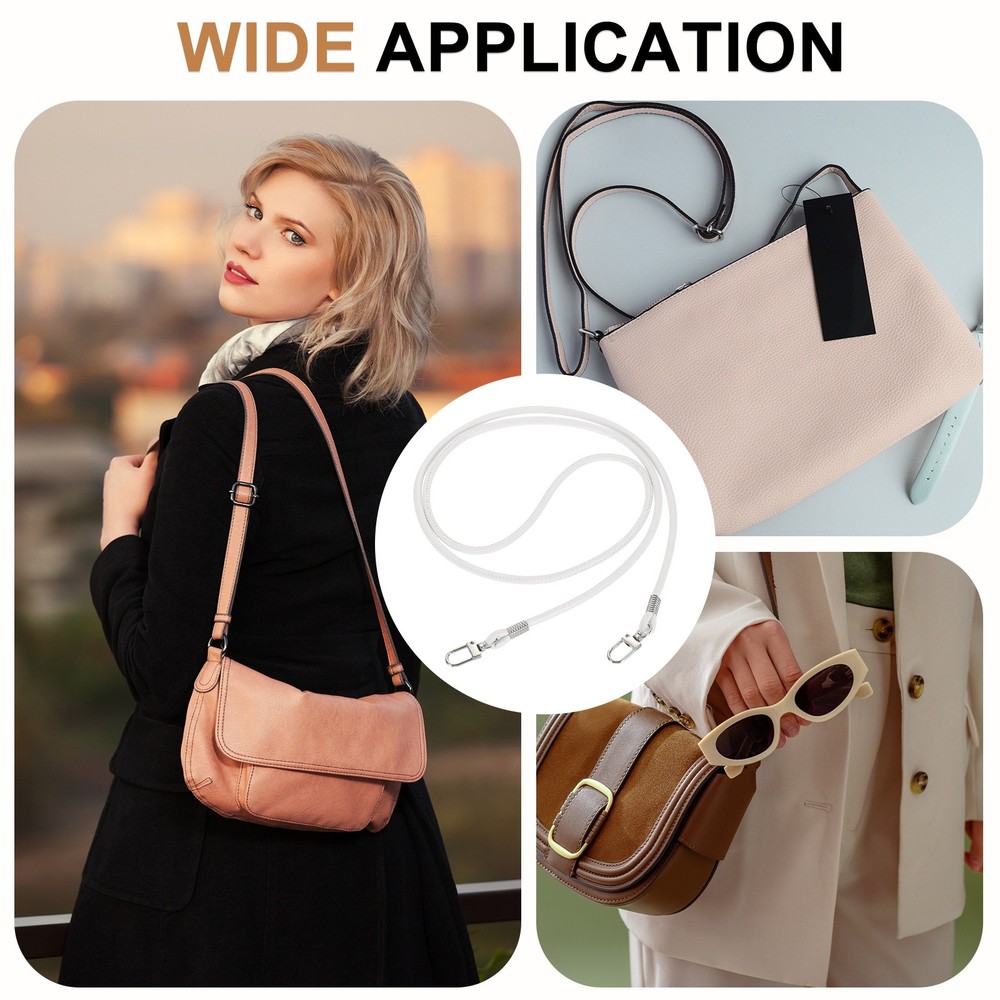 Crossbody Replacement Chain Strap, 120cm Thin Soft PU Strap (White)
