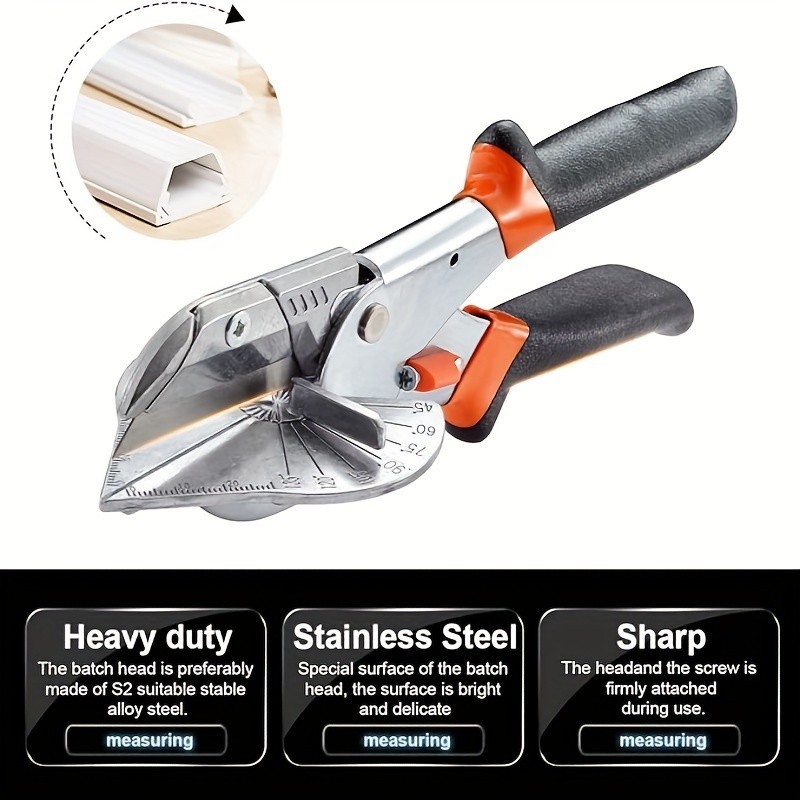Adjustable 45°-135° Multi-Angle Miter Shear Cutter Hand Tool with 10 Spare Blade