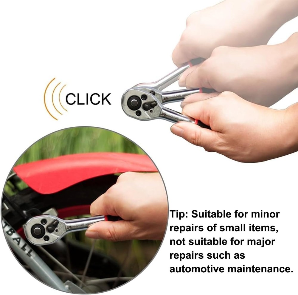 Compact 12 Piece Ratchet Socket Set with Quick-Release Handle and Organizer