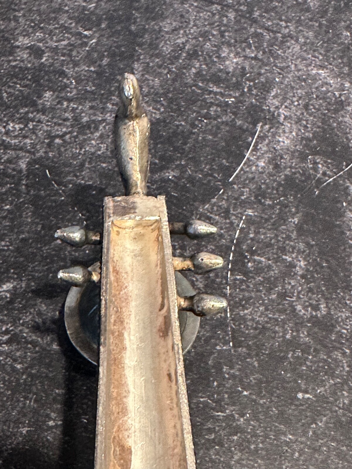 Antique Silver 700 Indian Spice Box /Container Shaped as a Sitar/Stamped