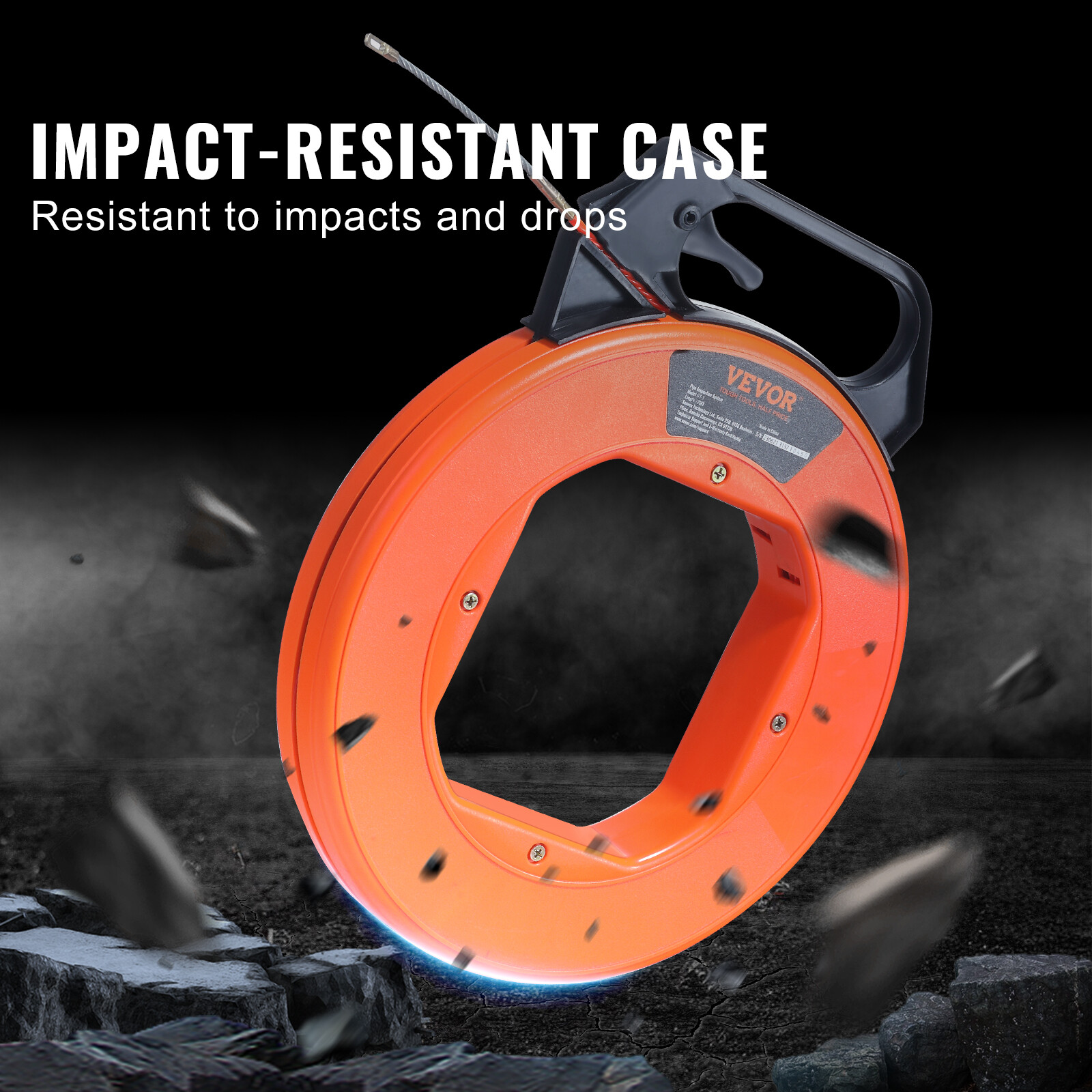 VEVOR Fish Tape Wire Cable Line Puller 125 ft 3/16 in PET with High Plastic Case