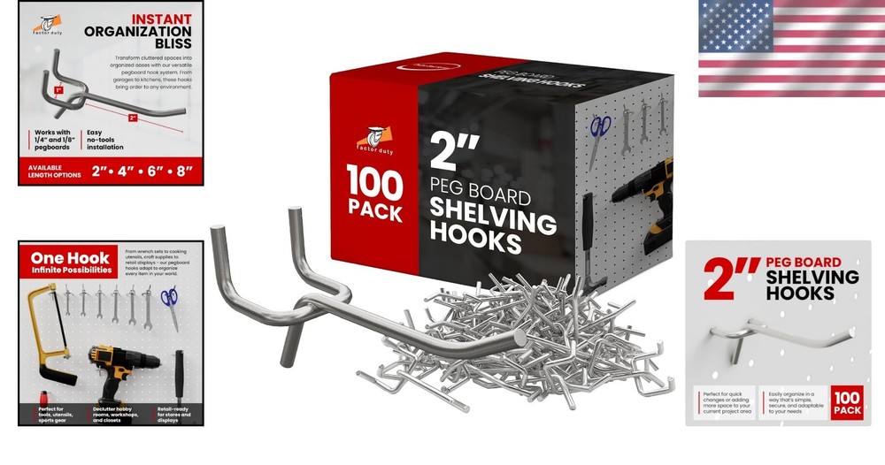 High Quality 2" Pegboard Shelving Hooks 100 Pack