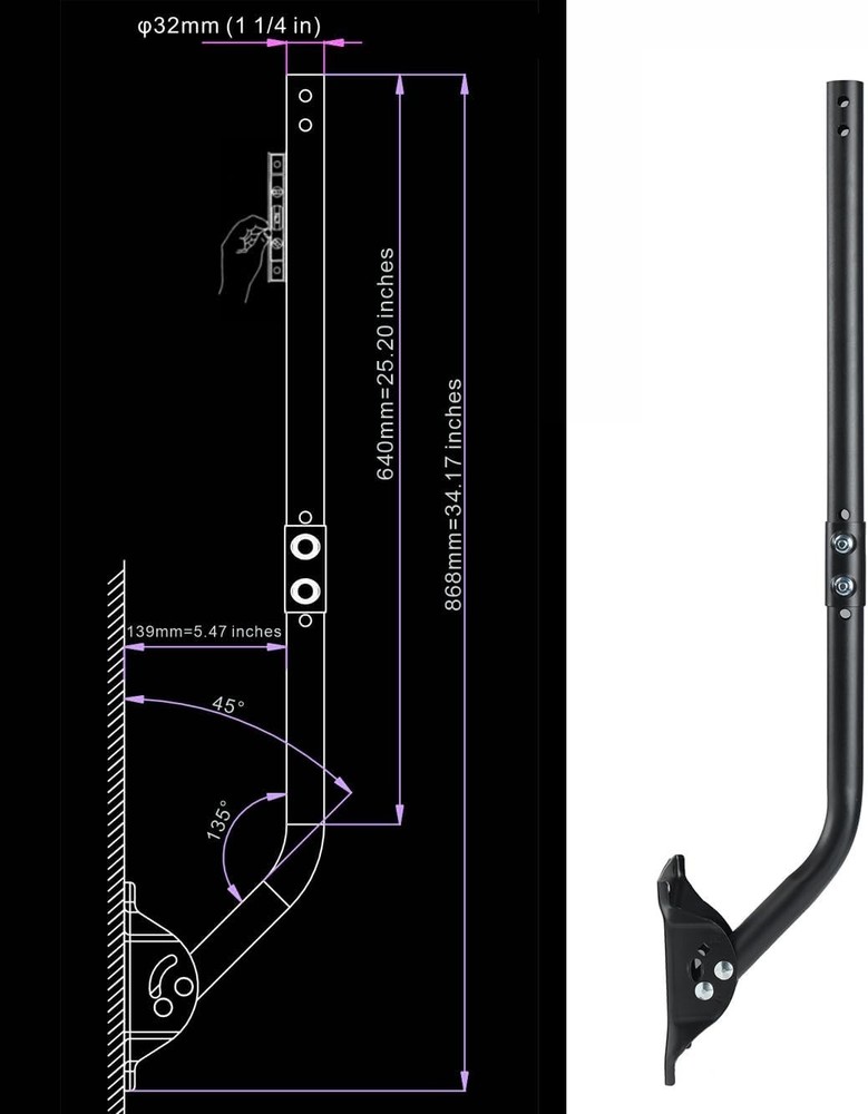 33.25” Adjustable Antenna Mounting Pole - Reliable J Pipe for Optimal Reception