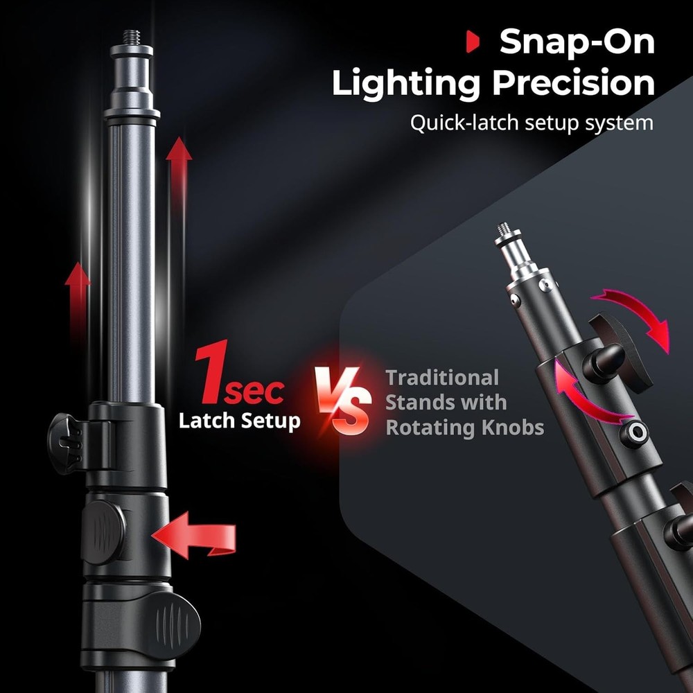 Adjustable Light Stand 6.23ft Aluminum Tripod for Softbox, Ring Light, Flash