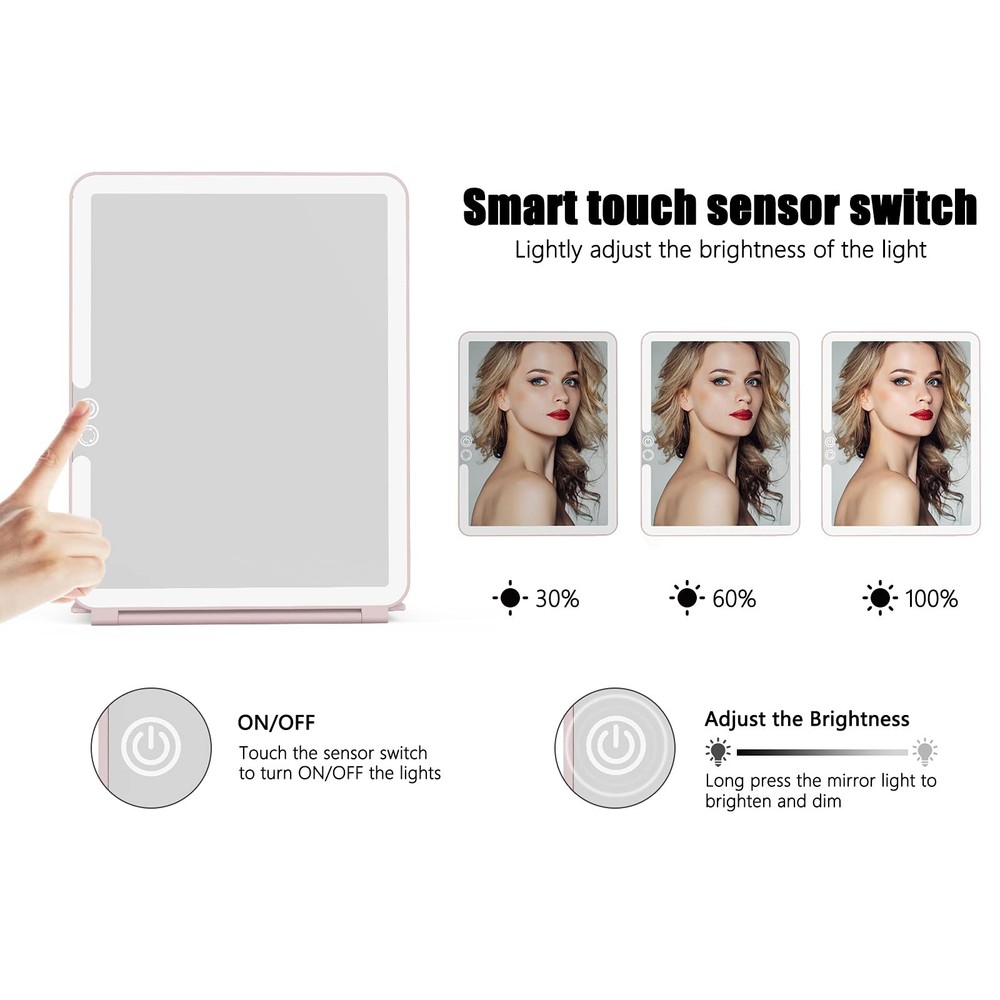 Makeup Mirror with Lights, 2000 mAh USB Rechargeable Lighted Makeup Mirror, T...