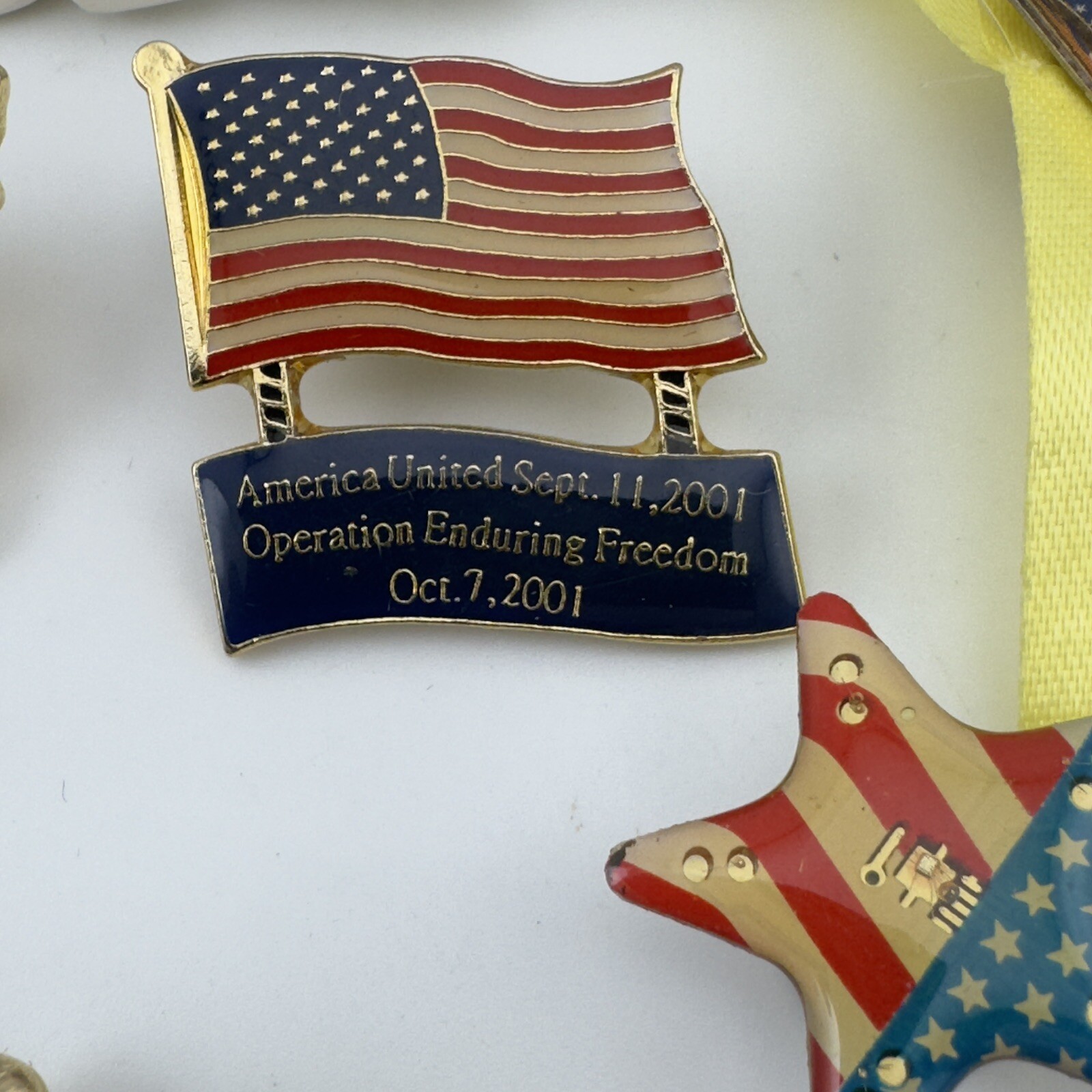 USA FLAG LOT Ribbon Coca Cola World Cup 1994 America United 2001 Lapel Hat Pin