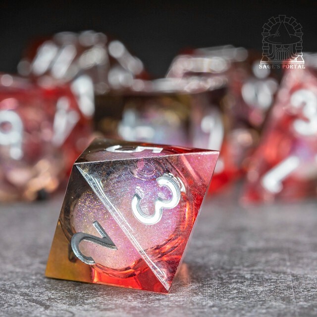 Sage's Dusk Souls Liquid Core Sharp Edge Resin Dice Set | Dnd Dice RPG Dice