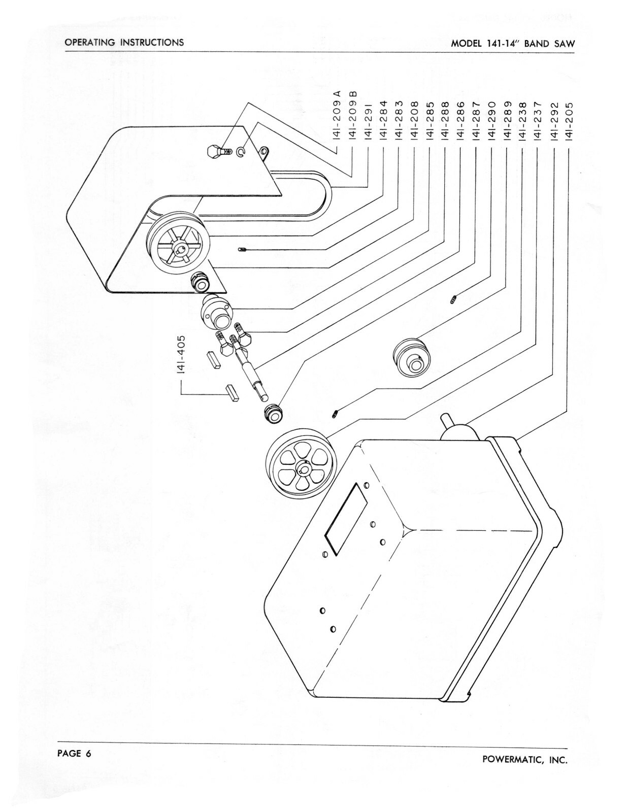 Powermatic 14" Bandsaw Model 141 Op Instructions & Parts Manual #1473