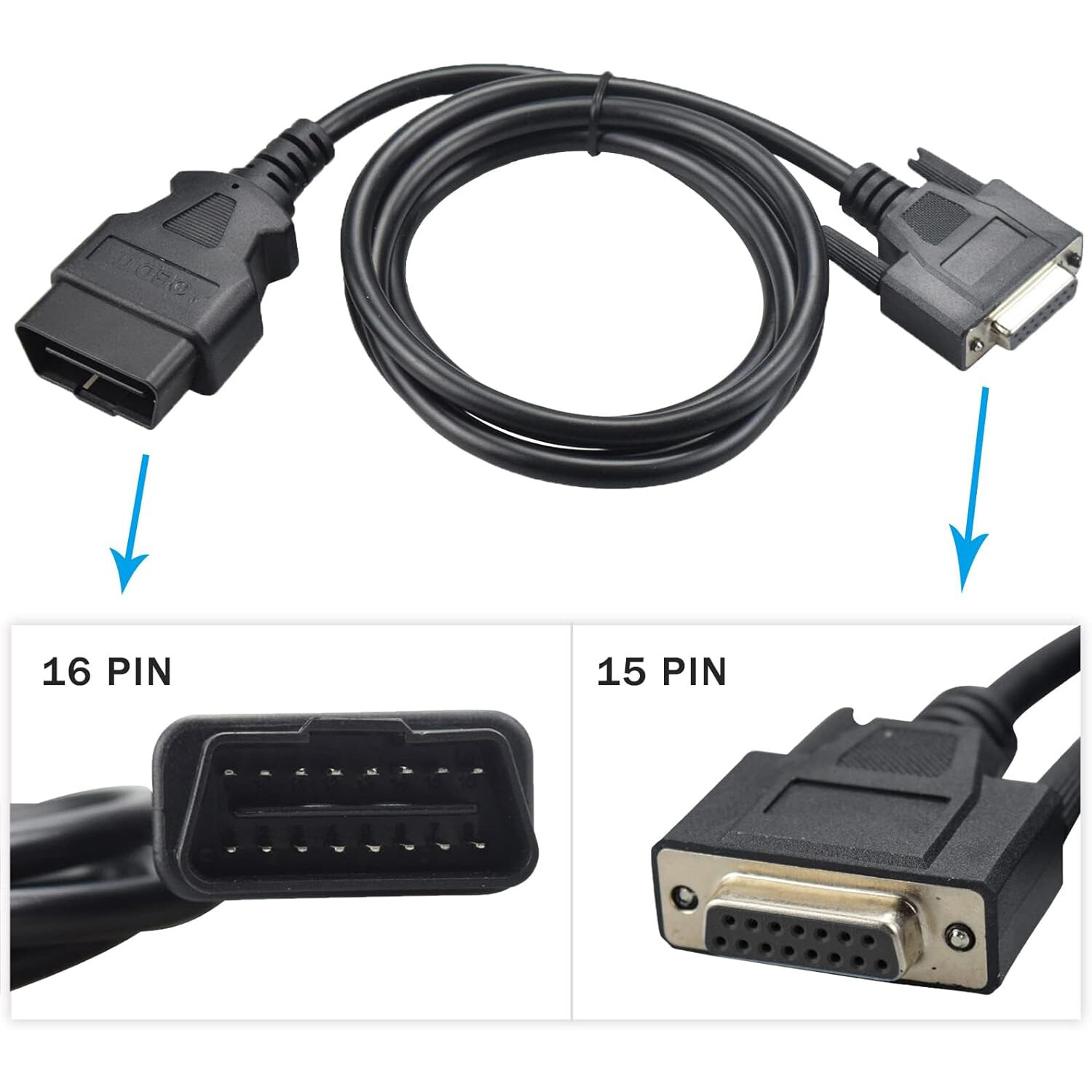 OBD2 OBDII Cable For Launch CRP 123 X Pro Creader VII+ & CRP 129 VIII Scan Tool