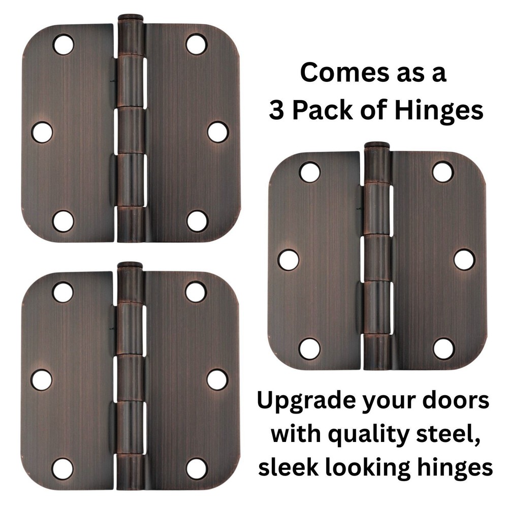 Warwick 3 Pack 3 1/2" Door Hinge 5/8" Radius Corner Bronze DA3012BZ
