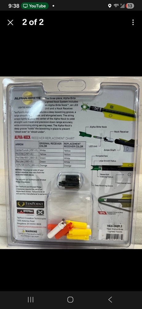 TENPOINT ALPHA-BRITE LIGHTED NOCK SYSTEM (.297) RED (3 PACK)