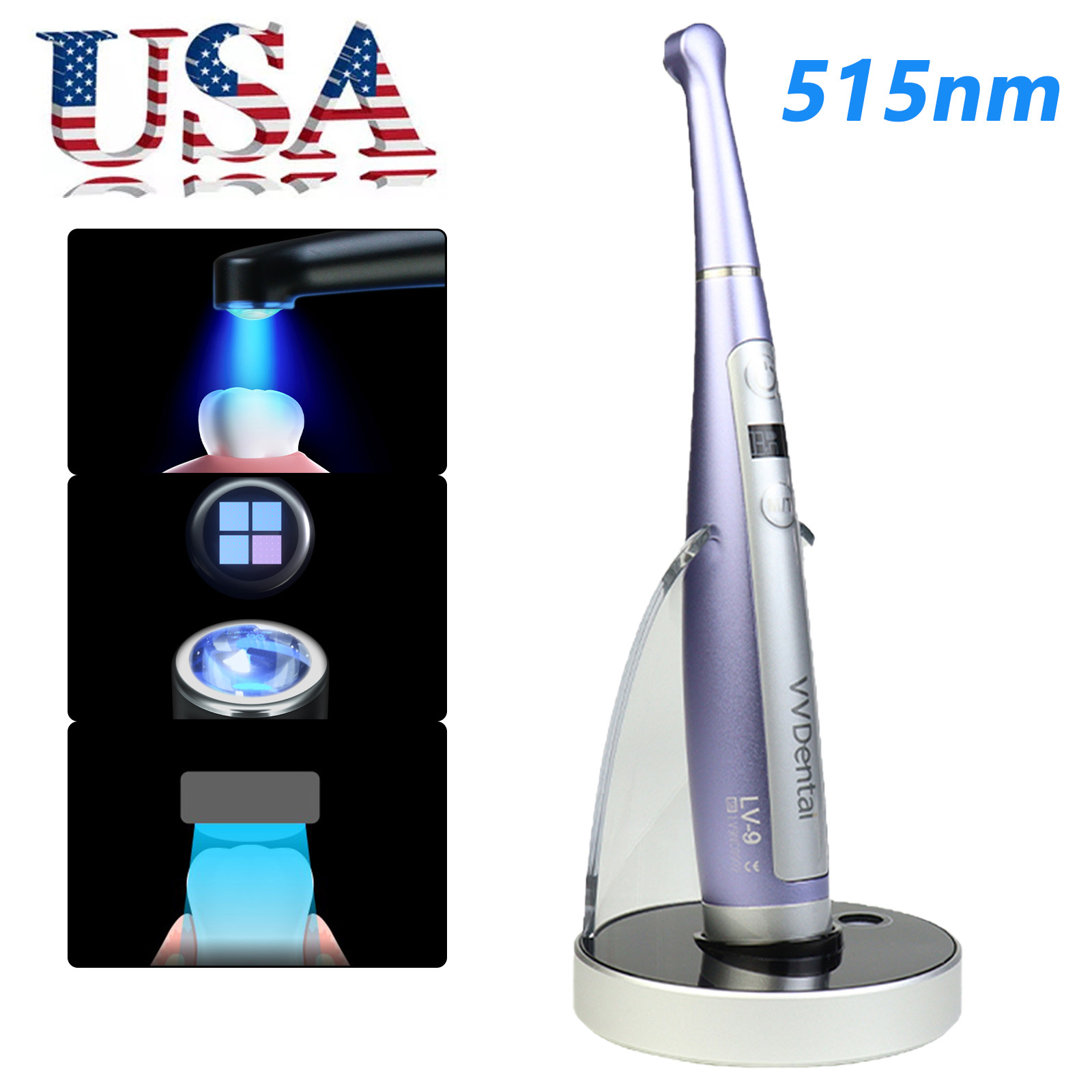 Woodpecker Style Dental 1 Sec Cure LED Curing Light Lamp w/ Light Meter 3200mW