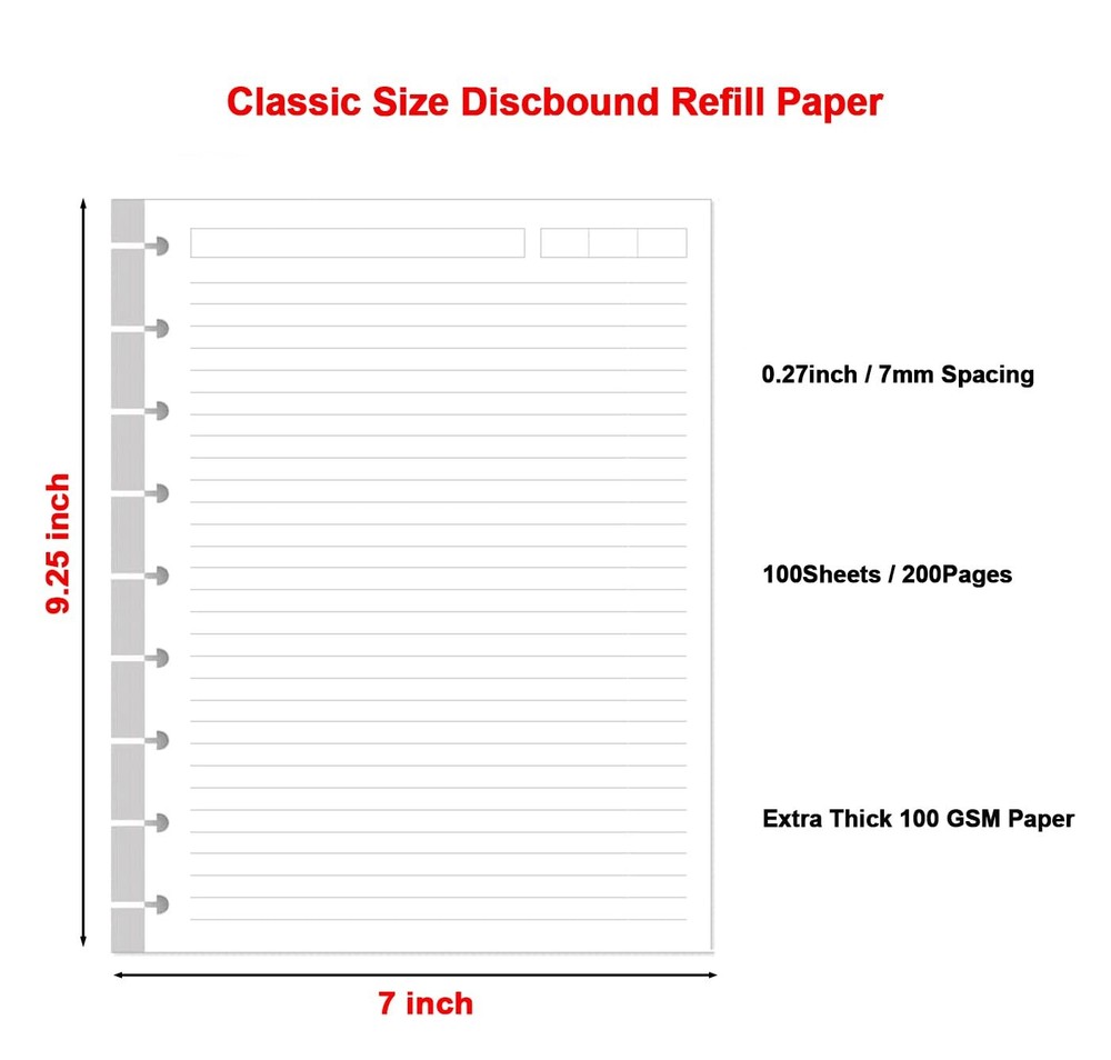 9 Disc Lined Refills for Happy Planner, Classic Size Discbound Lined Refill P...