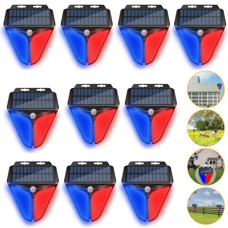 2-10Pcs Solar Alarm Strobe Light Motion Sensor Lamp Waterproof Security Outdoor
