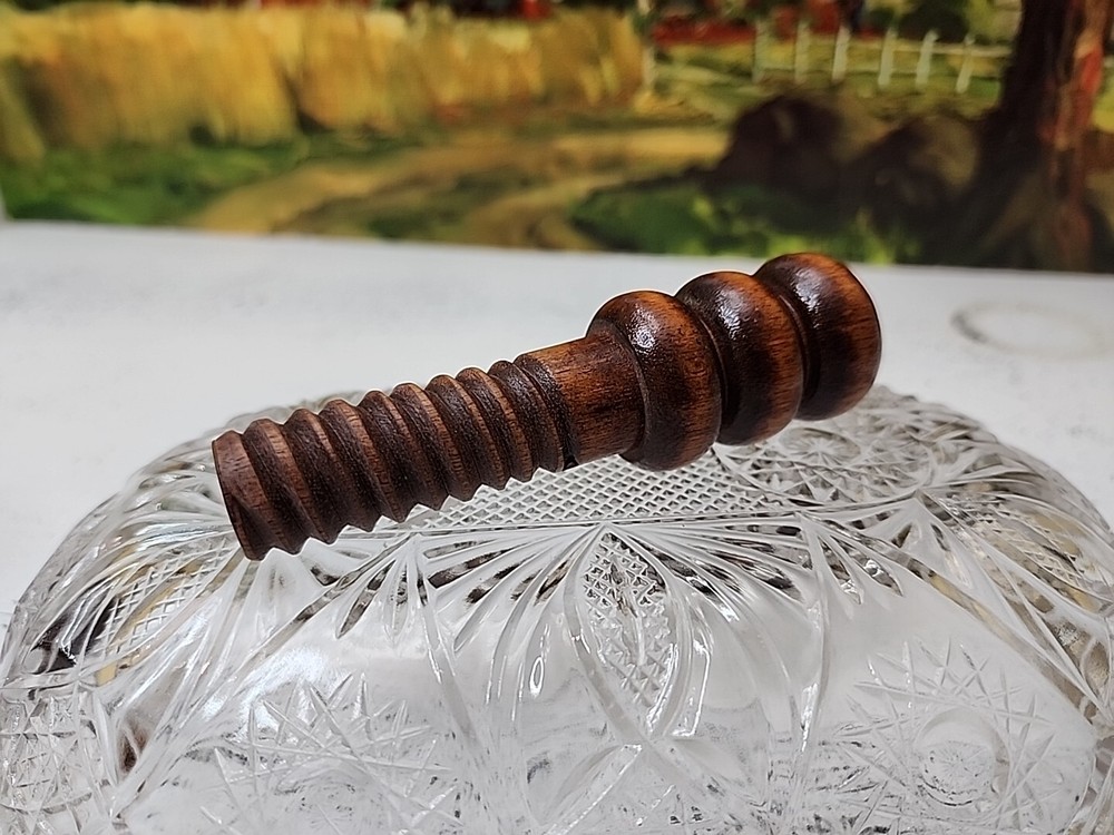 Vintage Wooden 6" Nutcracker Hand Turn Screw Handle Press Pipe Shape
