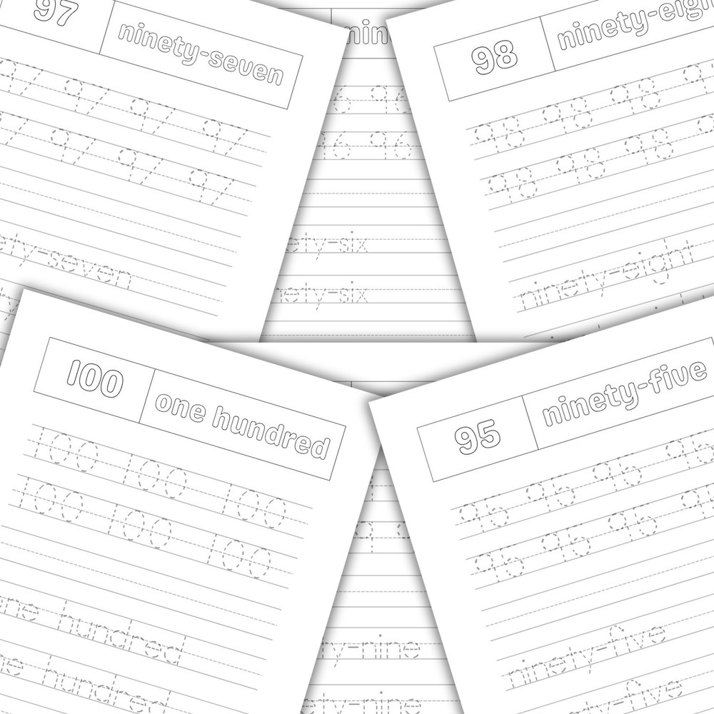Numbers 1–100 Tracing Worksheets | Printable Number Writing Practice