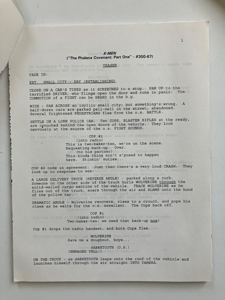 X-MEN AUTHENTIC 1st DRAFT SCRIPTS 'PHALANX COVENANT' Pts 1 & 2 + STUDIO TOPSHEET