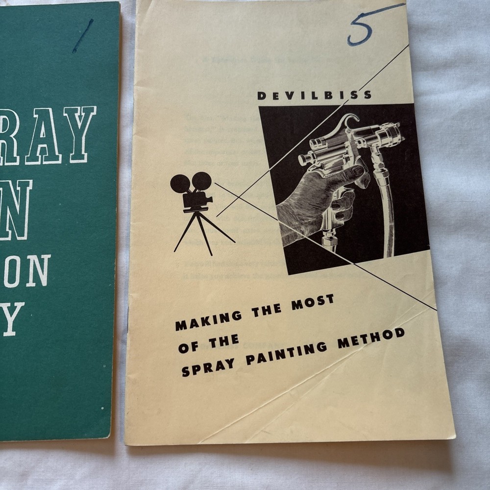 2pc Lot 1954 DeVilbiss Co Spray Gun Motion Study & Spray Painting Method Guides