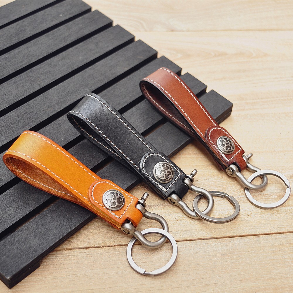 KEY CHAIN LEATHER Belt Loop Key Holder Ring Keychain Keyring Keyfob Detachable