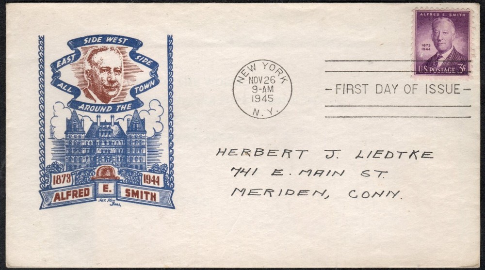 US Scott #937 "Alfred E. Smith" First Day Cover, Addressed