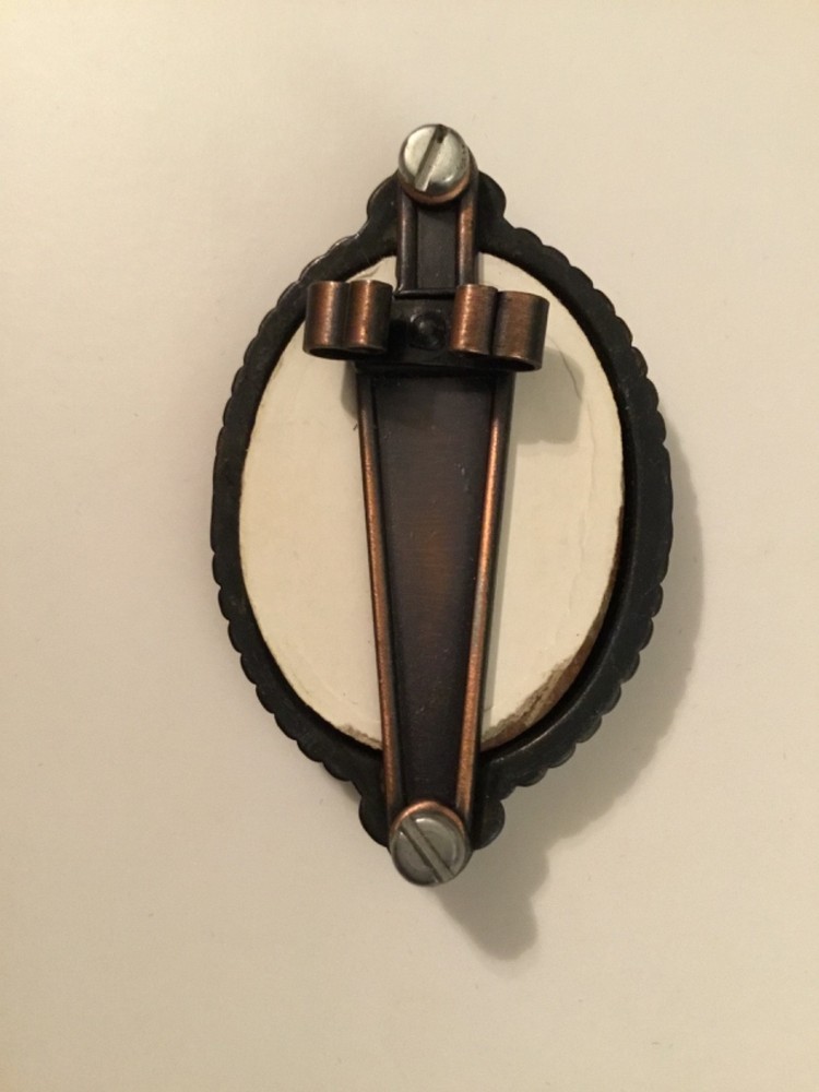 Antiqued Gold Bolo Tie Mount, Abalone Shell Cabochon Insert