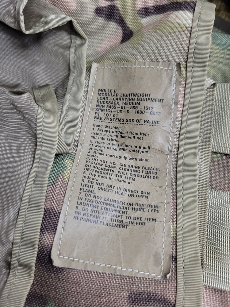 USGI Back Rucksack Molle II OCP Medium Field Pack Frame Multicam Camouflage