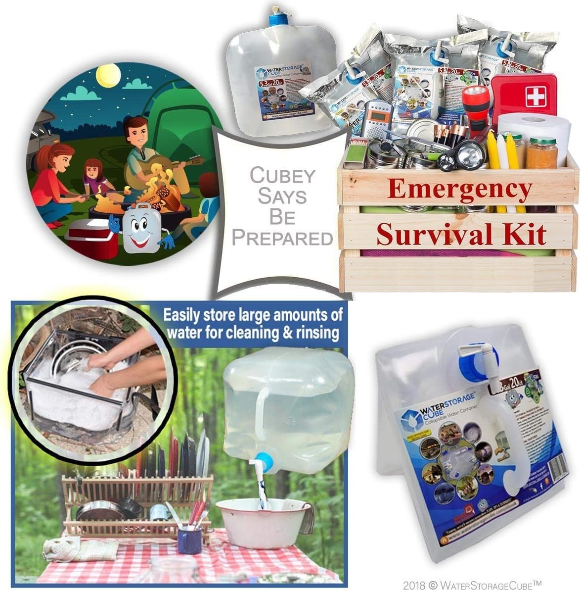 BPA Free Collapsible Water Container with Spigot, Camping Water Storage Carri...