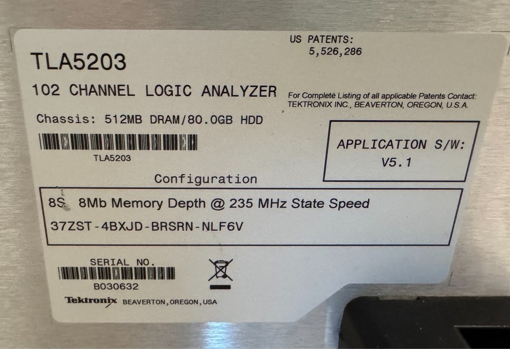 Tektronix TLA5203 Logic Analyzer With Accessories