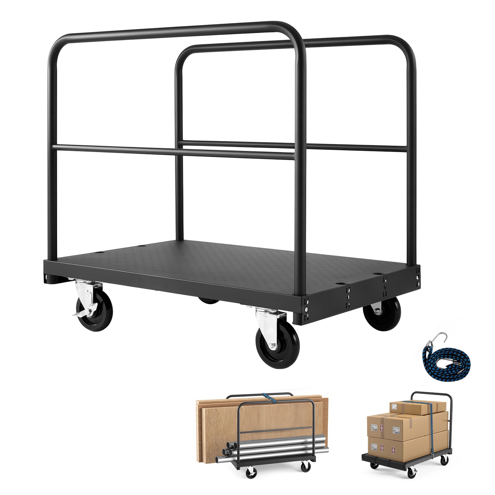 Uimoso Drywall Cart Dolly 1800 lbs Capacity 2-in-1 Steel Panel Truck 3Handrails