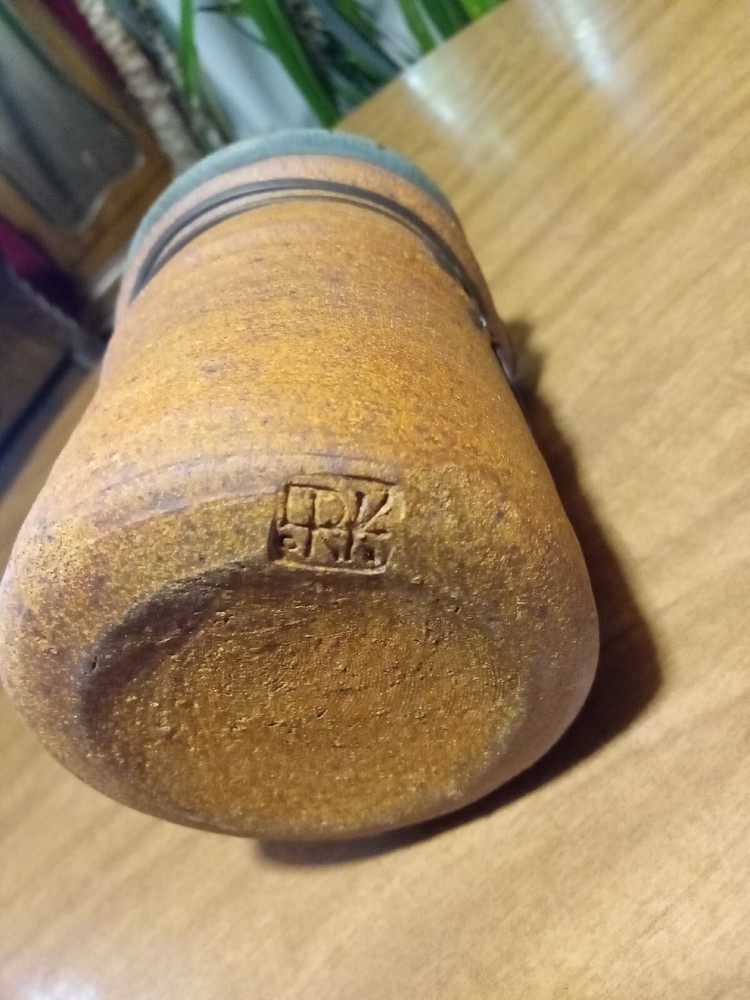 Unique Hand Thrown Studio Art Stoneware Pottery 4³/⁴" Pitcher Signed