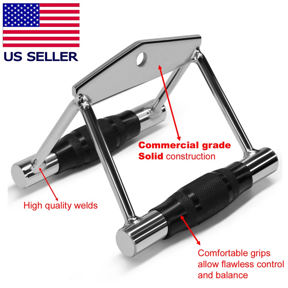 Home Gym Cable Attachment Exercise Machine Tricep Row V Pull Bar D Handle Rubber